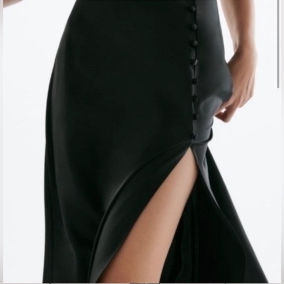 NEW! Zara Black Satin Midi Dress - Picture 6 of 8